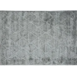 Casa Padrino Luxus Teppich Grau 200 x 280 cm - Ornamentmuster in Hoch-Tief-Optik