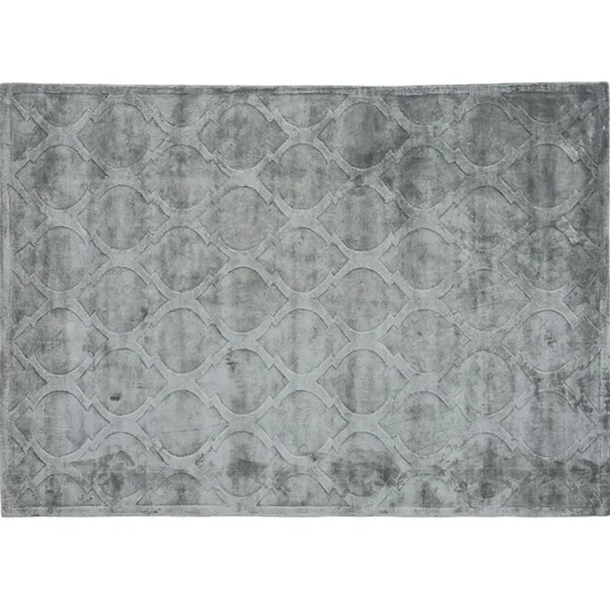 Casa Padrino Luxus Teppich Grau 280 x 360 cm - Ornamentmuster in Hoch-Tief-Optik
