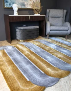 Casa Padrino Luxus Teppich Mehrfarbig 160 x 230 cm - Rechteckiger Welliger Wohnzimmer Teppich - Schlafzimmer Teppich - Luxus Interior - Luxus Teppich