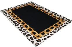 Casa Padrino Luxus Teppich mit Leoparden Design Mehrfarbig 160 x 230 cm - Rechteckiger Wohnzimmer Teppich - Handgetufteter Schlafzimmer Teppich - Luxus Interior - Luxus Qualität