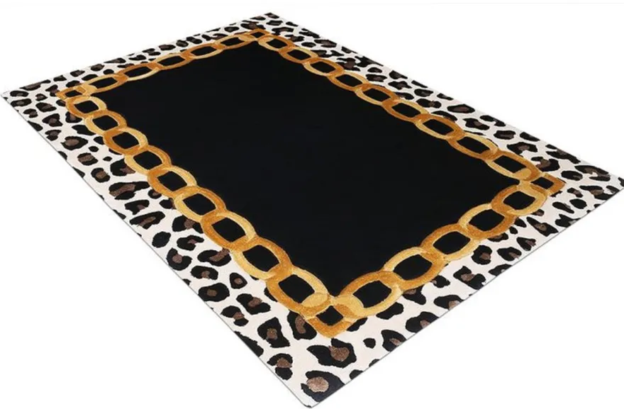 Casa Padrino Luxus Teppich mit Leoparden Design Mehrfarbig 160 x 230 cm - Rechteckiger Wohnzimmer Teppich - Handgetufteter Schlafzimmer Teppich - Luxus Interior - Luxus Qualität