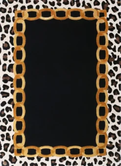 Casa Padrino Luxus Teppich mit Leoparden Design Mehrfarbig 160 x 230 cm - Rechteckiger Wohnzimmer Teppich - Handgetufteter Schlafzimmer Teppich - Luxus Interior - Luxus Qualität