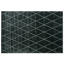 Casa Padrino Luxus Teppich Schwarz / Grau 200 x 280 cm - Handgewebter Wohnzimmer Teppich mit Rautenmuster