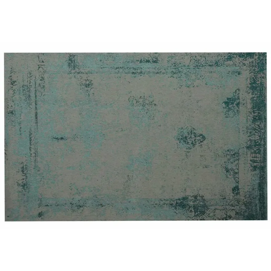 Casa Padrino Luxus Teppich Türkis / Grau 280 x 360 cm - Handgewebter Vintage Wohnzimmer Teppich