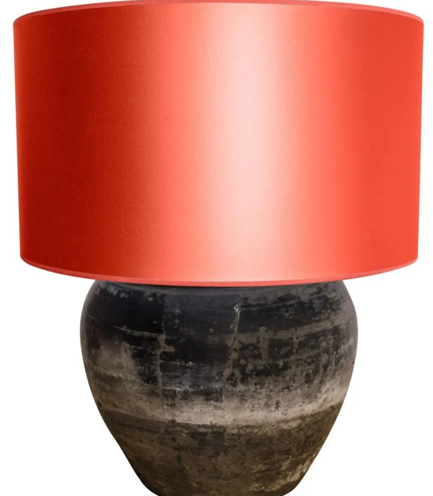 Casa Padrino Luxus Terracotta Tischleuchte Grau / Orange Ø 60 x H. 72 cm - Luxus Möbel
