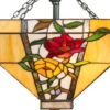 Casa Padrino Luxus Tiffany Deckenleuchte Mehrfarbig 40 x 40 x H. 34 cm - Tiffany Lampe mit Blumendesign und handgefertigtem Glas Lampenschirm