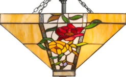 Casa Padrino Luxus Tiffany Deckenleuchte Mehrfarbig 40 x 40 x H. 34 cm - Tiffany Lampe mit Blumendesign und handgefertigtem Glas Lampenschirm