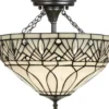 Casa Padrino Luxus Tiffany Deckenleuchte Weiß / Schwarz Ø 40 x H. 50 cm - Handgefertigt aus zahlreichen Glas Mosaik Stücken