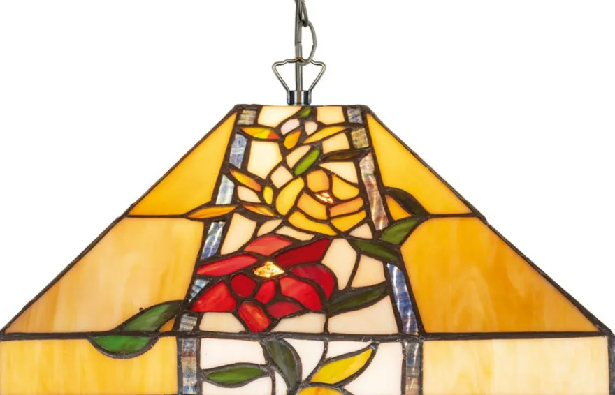 Casa Padrino Luxus Tiffany Hängeleuchte Mehrfarbig 40 x 40 x H. 85 cm - Tiffany Pendelleuchte mit Blumendesign und handgefertigtem Glas Lampenschirm