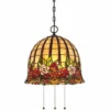 Casa Padrino Luxus Tiffany Hängeleuchte Rosen Bunt / Bronze Ø 38,1 x H. 38,3 cm