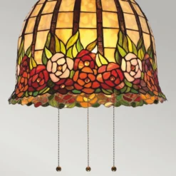 Casa Padrino Luxus Tiffany Hängeleuchte Rosen Bunt / Bronze Ø 38,1 x H. 38,3 cm