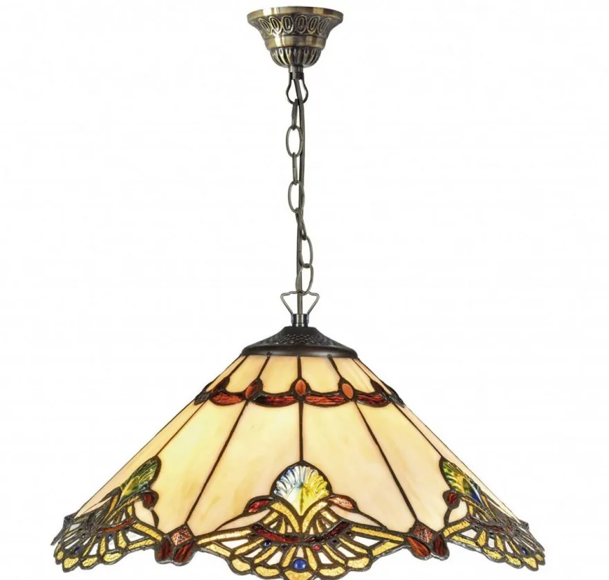 Casa Padrino Luxus Tiffany Hängeleuchte Mehrfarbig Ø 40 x H. 83 cm - Handgefertigte Pendelleuchte aus 264 Teilen