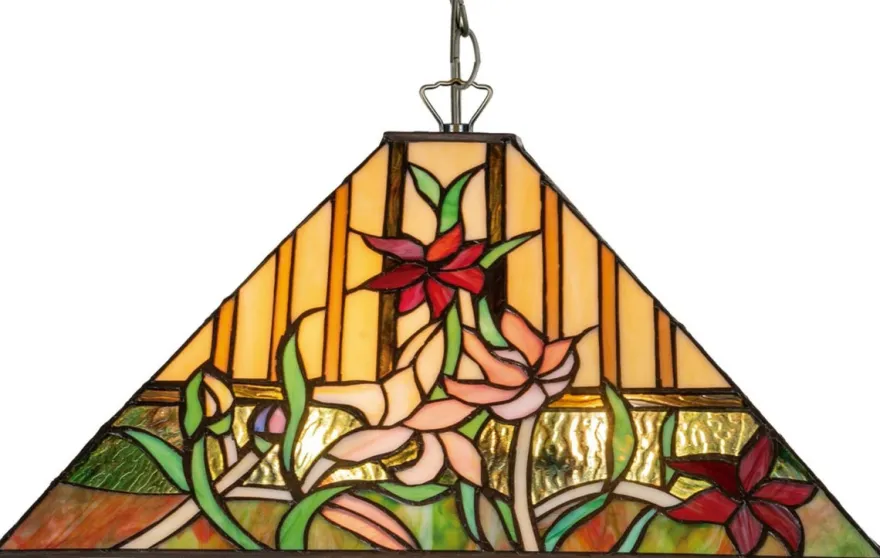 Casa Padrino Luxus Tiffany Hängeleuchte Mehrfarbig 40 x 40 x H. 95 cm - Tiffany Pendelleuchte mit handgefertigtem Glas Lampenschirm