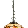 Casa Padrino Luxus Tiffany Hängeleuchte Sonnenblumen Orange / Mehrfarbig Ø 20 x H. 78 cm - Handgefertigte Pendelleuchte aus 135 Teilen