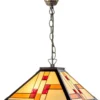 Casa Padrino Luxus Tiffany Hängeleuchte Schwarz / Mehrfarbig 40 x 40 cm - Handgefertigte Pendelleuchte aus 64 Teilen
