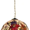 Casa Padrino Luxus Tiffany Hängeleuchte Mehrfarbig Ø 40 x H. 75 cm - Art Deco Tiffany Hängelampe - Wohnzimmer Hängeleuchte - Deko Hängeleuchte - Art Deco Leuchten - Luxus Tiffany Leuchten