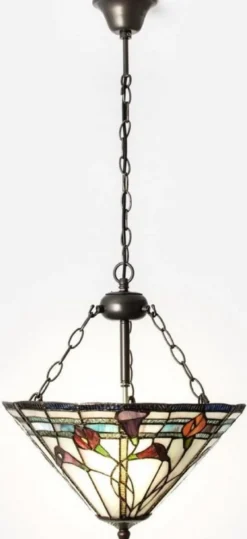 Casa Padrino Luxus Tiffany Hängeleuchte Mehrfarbig Ø 40 cm - Art Deco Tiffany Hängelampe - Wohnzimmer Hängeleuchte - Deko Hängeleuchte - Luxus Tiffany Leuchten - Art Deco Leuchten