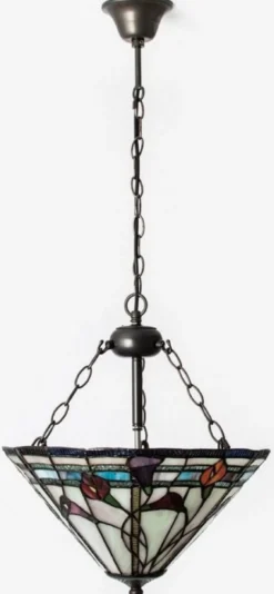 Casa Padrino Luxus Tiffany Hängeleuchte Mehrfarbig Ø 40 cm - Art Deco Tiffany Hängelampe - Wohnzimmer Hängeleuchte - Deko Hängeleuchte - Luxus Tiffany Leuchten - Art Deco Leuchten