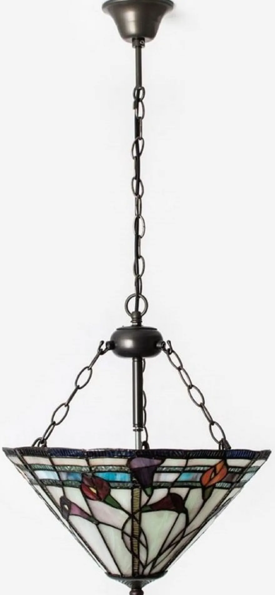 Casa Padrino Luxus Tiffany Hängeleuchte Mehrfarbig Ø 40 cm - Art Deco Tiffany Hängelampe - Wohnzimmer Hängeleuchte - Deko Hängeleuchte - Luxus Tiffany Leuchten - Art Deco Leuchten