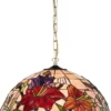Casa Padrino Luxus Tiffany Hängeleuchte Mehrfarbig Ø 50 x H. 85 cm - Art Deco Tiffany Hängelampe - Wohnzimmer Hängeleuchte - Deko Hängeleuchte - Luxus Tiffany Leuchten - Art Deco Leuchten