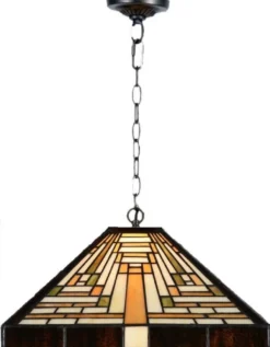 Casa Padrino Luxus Tiffany Hängeleuchte Mehrfarbig 36 x 36 x H. 16 cm - Art Deco Tiffany Hängelampe - Wohnzimmer Hängeleuchte - Deko Hängeleuchte - Luxus Tiffany Leuchten - Art Deco Leuchten