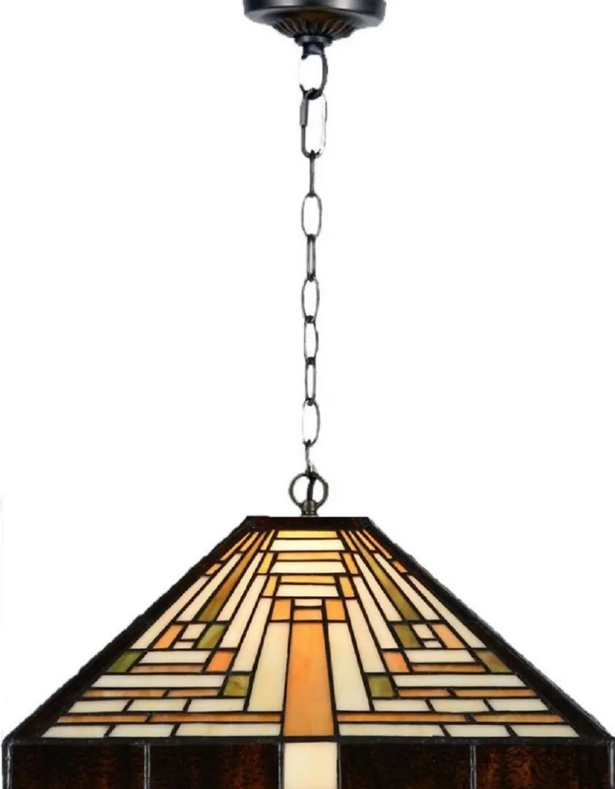 Casa Padrino Luxus Tiffany Hängeleuchte Mehrfarbig 36 x 36 x H. 16 cm - Art Deco Tiffany Hängelampe - Wohnzimmer Hängeleuchte - Deko Hängeleuchte - Luxus Tiffany Leuchten - Art Deco Leuchten