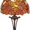 Casa Padrino Luxus Tiffany Hockerleuchte Mehrfarbig Ø 20 x H. 38 cm - Runde Tiffany Schreibtischleuchte - Tiffany Tischleuchte - Luxus Interior - Luxus Leuchten - Tiffany Leuchten
