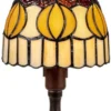 Casa Padrino Luxus Tiffany Hockerleuchte Mehrfarbig Ø 15 x H. 29 cm - Runde Tiffany Schreibtischleuchte - Tiffany Tischleuchte - Luxus Interior - Luxus Leuchten - Tiffany Leuchten