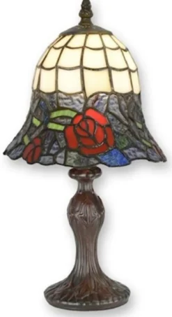 Casa Padrino Luxus Tiffany Hockerleuchte Mehrfarbig Ø 19,5 x H. 37 cm - Tiffany Tischleuchte - Tiffany Schreibtischleuchte - Tiffany Leuchten - Luxus Leuchten - Luxus Interior