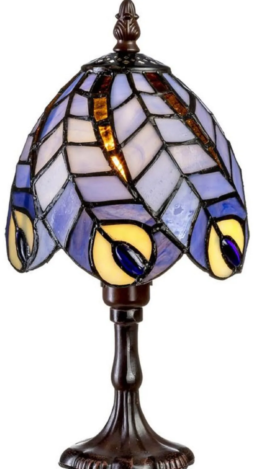 Casa Padrino Luxus Tiffany Hockerleuchte Mehrfarbig Ø 15 x H. 29 cm - Tiffany Tischleuchte - Tiffany Schreibtischleuchte - Tiffany Leuchten - Luxus Leuchten - Luxus Interior