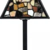 Casa Padrino Luxus Tiffany Hockerleuchte Schwarz / Mehrfarbig 28 x 28 x H. 36 cm - Tiffany Tischleuchte - Tiffany Leuchten - Luxus Interior - Luxus Leuchten - Tiffany Leuchten