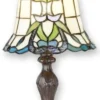 Casa Padrino Luxus Tiffany Hockerleuchte Mehrfarbig Ø 19,5 x H. 36,5 cm - Tiffany Tischleuchte - Tiffany Schreibtischleuchte - Tiffany Leuchten - Luxus Leuchten - Luxus Interior