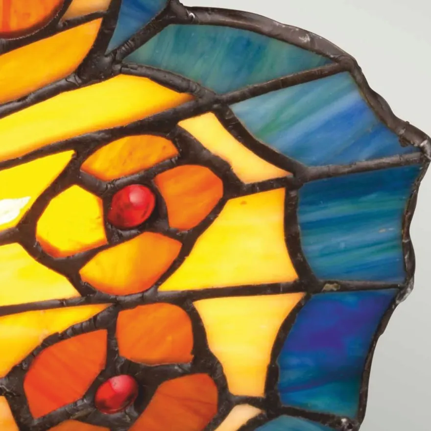 Casa Padrino Luxus Tiffany LED Tischleuchte Schmetterling Bunt / Bronze - Tiffany Deko Leuchten