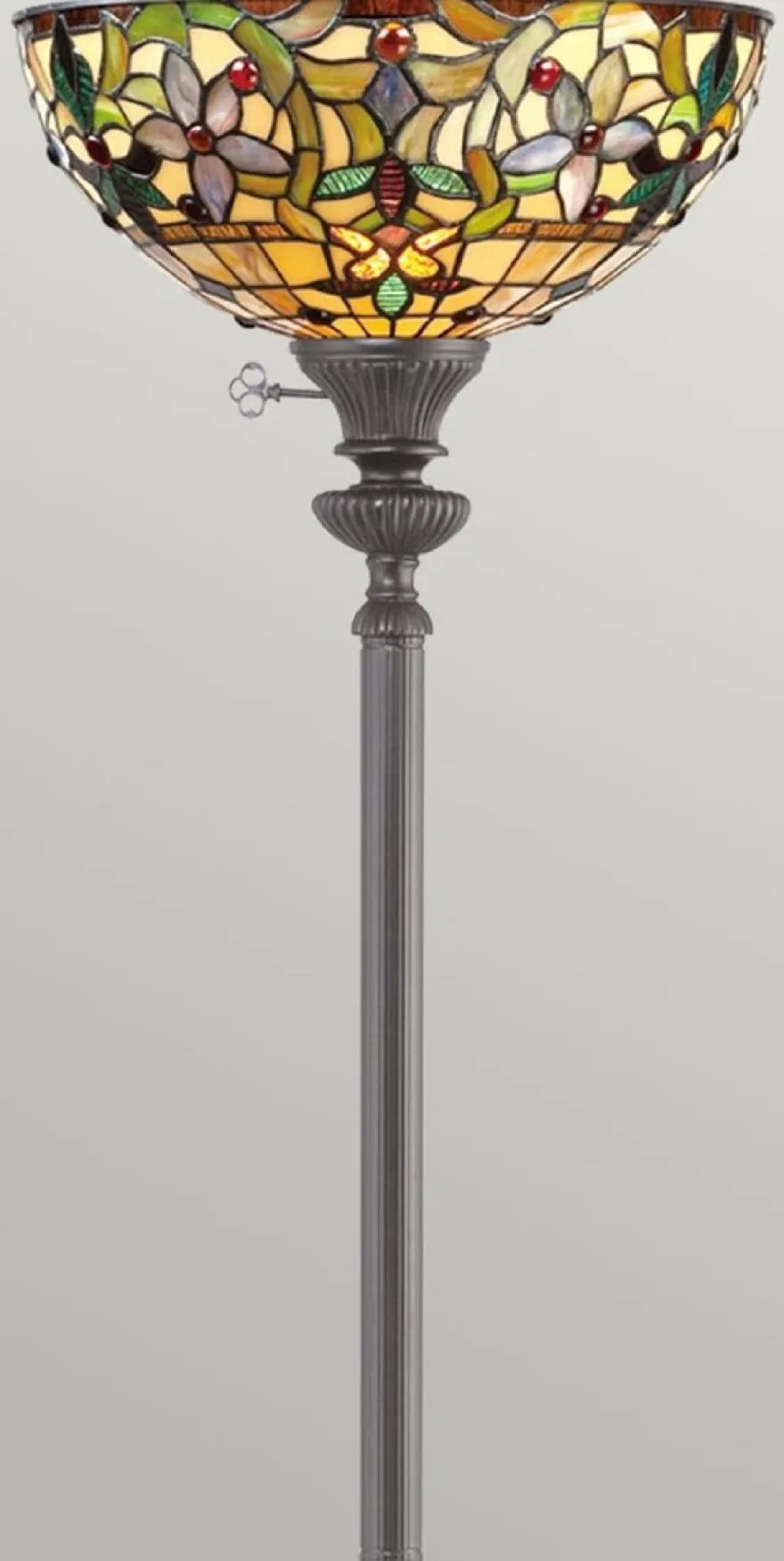 Casa Padrino Luxus Tiffany Stehleuchte Mehrfarbig / Vintage Bronze Ø 36 x H. 178 cm - Tiffany Stehlampe - Tiffany Leuchten - Tiffany Stehleuchten - Wohnzimmer Stehleuchten - Büro Stehleuchten