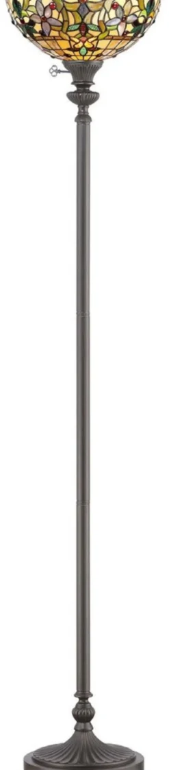 Casa Padrino Luxus Tiffany Stehleuchte Mehrfarbig / Vintage Bronze Ø 36 x H. 178 cm - Tiffany Stehlampe - Tiffany Leuchten - Tiffany Stehleuchten - Wohnzimmer Stehleuchten - Büro Stehleuchten