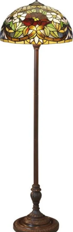 Casa Padrino Luxus Tiffany Stehleuchte Mehrfarbig / Braun Ø 50 x H. 170 cm - Tiffany Stehlampe - Tiffany Leuchten - Tiffany Stehleuchten - Büro Stehleuchten - Wohnzimmer Stehleuchten