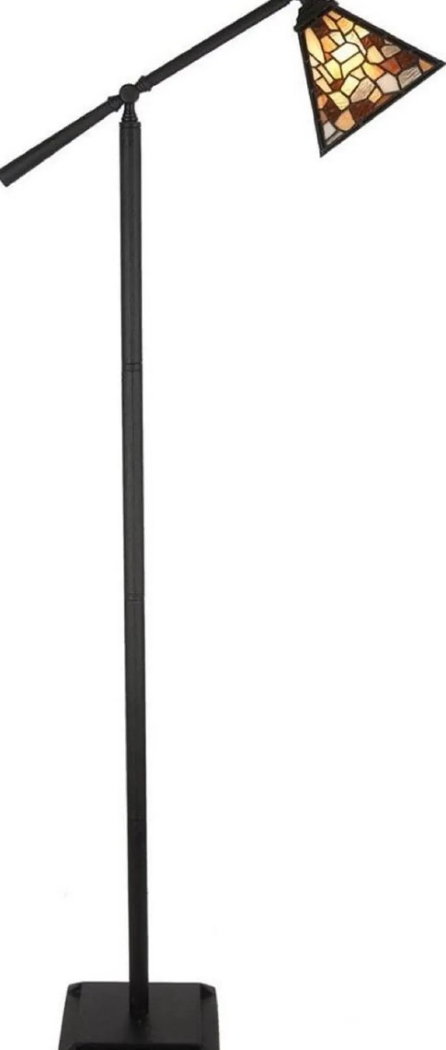 Casa Padrino Luxus Tiffany Stehleuchte Schwarz / Mehrfarbig 65 x H. 165 cm - Schwenbare Tiffany Stehlampe - Tiffany Leuchten - Tiffany Stehleuchten - Wohnzimmer Stehleuchten - Büro Stehleuchten