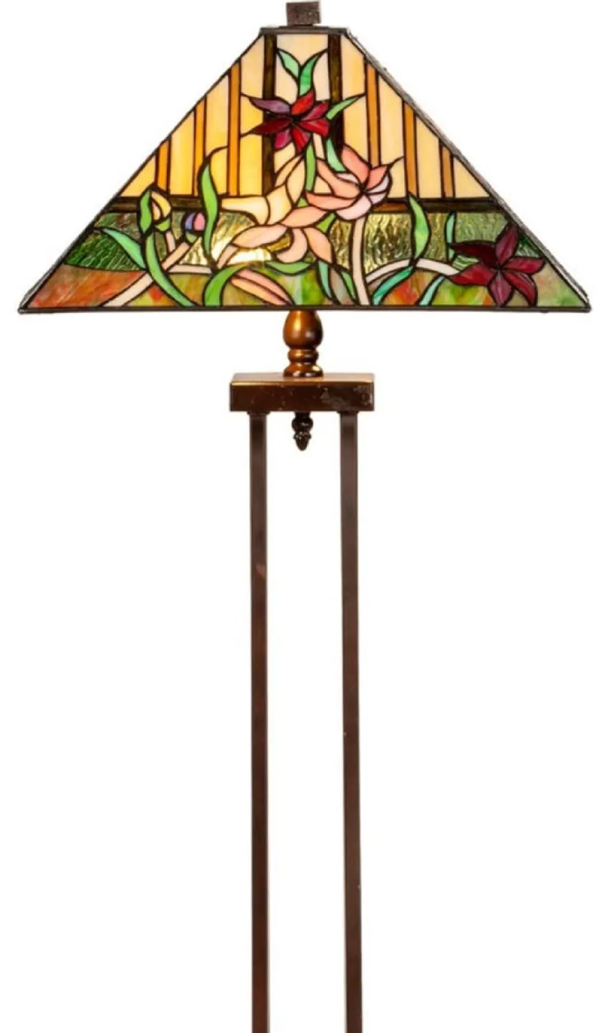 Casa Padrino Luxus Tiffany Stehleuchte Braun / Mehrfarbig 40 x 40 x H. 145 cm - Handgefertigt Tiffany Lampe aus 484 Teilen