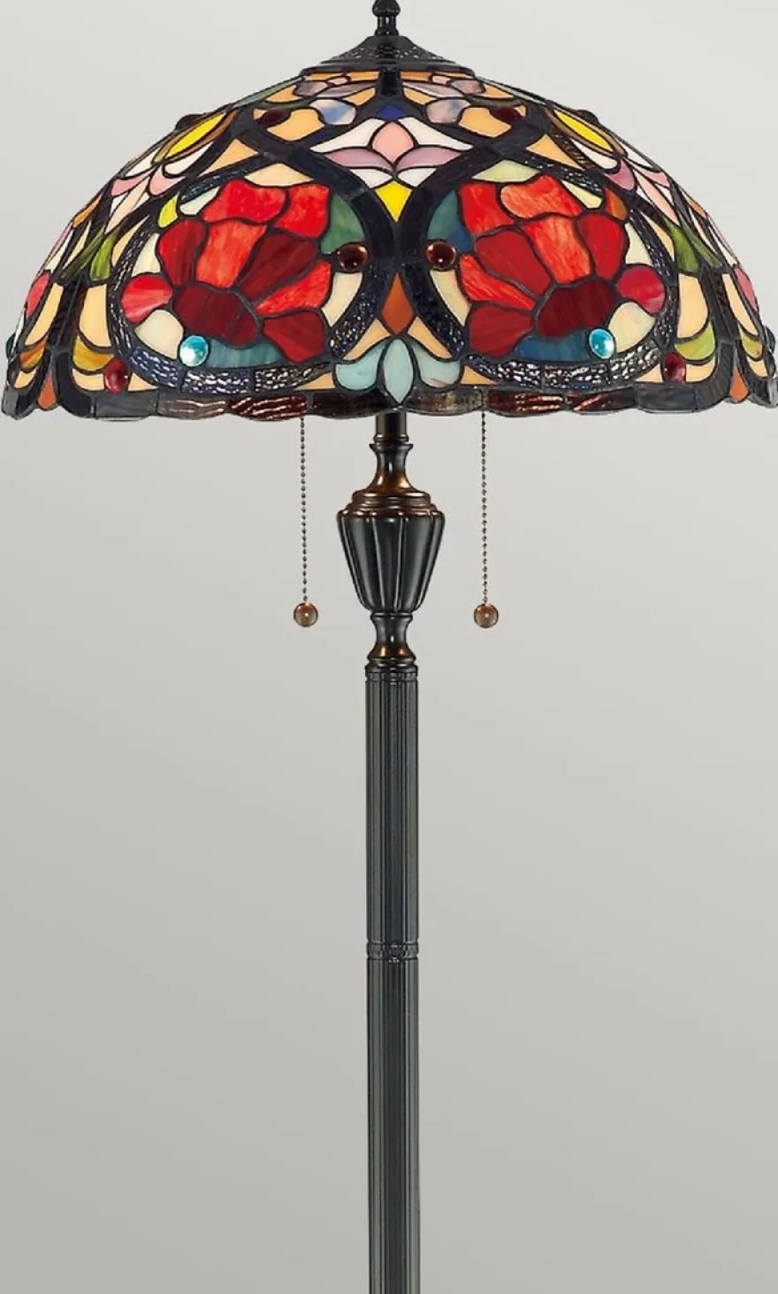 Casa Padrino Luxus Tiffany Stehleuchte Mehrfarbig / Vintage Bronze Ø 46 x H. 157,5 cm - Tiffany Stehlampe - Tiffany Leuchten - Tiffany Stehleuchten - Wohnzimmer Stehleuchten - Büro Stehleuchten