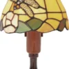 Casa Padrino Luxus Tiffany Tischleuchte Mehrfarbig / Braun Ø 15 x H. 29 cm - Deko Mosaik Hockerleuchte mit handgefertigtem Glas Lampenschirm