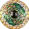 Casa Padrino Luxus Tiffany Tischleuchte Mehrfarbig / Bronze Ø 30 x H. 46 cm - Schreibtischleuchte - Hockerleuchte - Wohnzimmer Deko Leuchte - Scheibtisch Deko Leuchte - Tiffany Leuchten