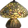 Casa Padrino Luxus Tiffany Tischleuchte Mehrfarbig Ø 25 x H. 23,5 cm - Schreibtischleuchte - Wohnzimmer Deko Leuchte - Tiffany Leuchten