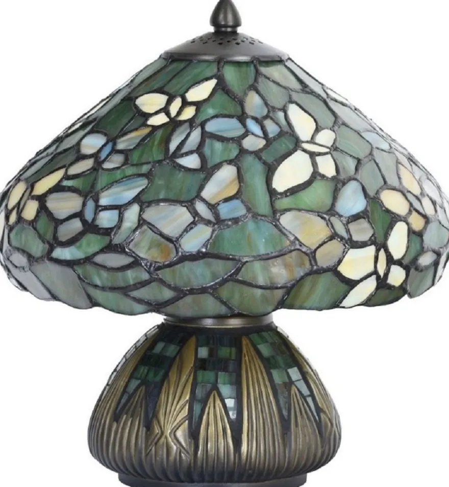 Casa Padrino Luxus Tiffany Tischleuchte Mehrfarbig Ø 25 x H. 23,5 cm - Schreibtischleuchte - Wohnzimmer Deko Leuchte - Tiffany Leuchten
