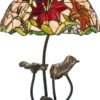 Casa Padrino Luxus Tiffany Tischleuchte Mehrfarbig Ø 40 x H. 61 cm - Runde Tiffany Schreibtischleuchte - Luxus Interior - Luxus Leuchten - Tiffany Leuchten