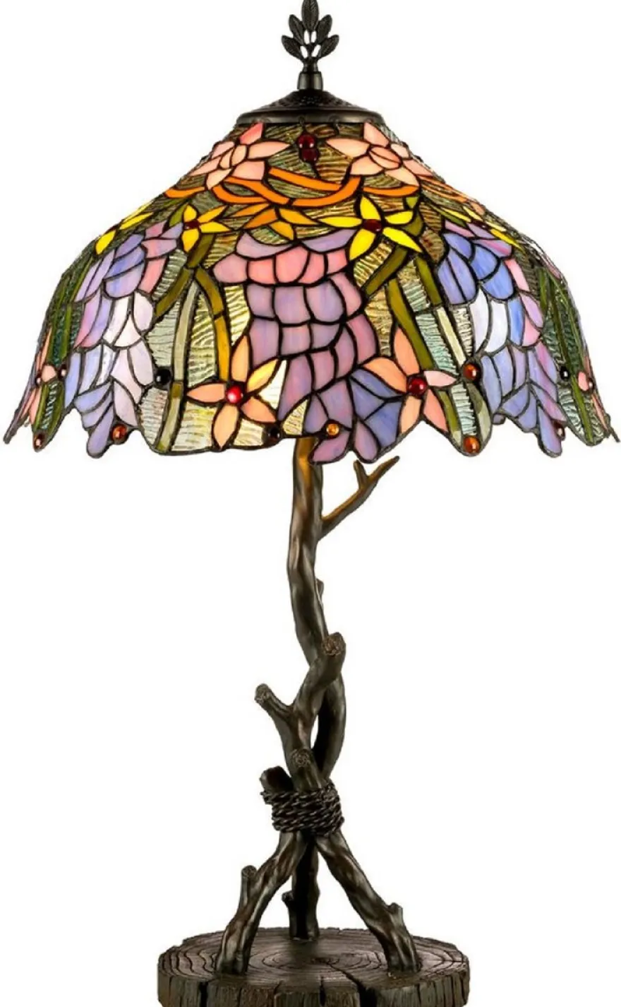 Casa Padrino Luxus Tiffany Tischlampe Schwarz / Mehrfarbig Ø 40 x H. 62 cm - Luxus Qualität