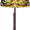 Casa Padrino Luxus Tiffany Tischleuchte Mehrfarbig Ø 50 x H. 72 cm - Tiffany Schreibtischleuchte - Wohnzimmer Deko Leuchte - Scheibtisch Deko Leuchte - Luxus Tiffany Leuchten