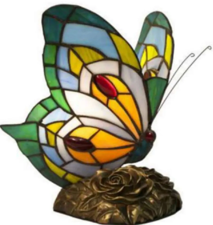 Casa Padrino Luxus Tiffany Tischleuchte Schmetterling Grün / Mehrfarbig 17 x 17 x H. 23 cm - Tiffany Schreibtischleuchte - Luxus Interior - Luxus Art Deco Leuchten - Tiffany Leuchten
