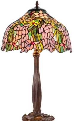 Casa Padrino Luxus Tiffany Tischleuchte Braun / Mehrfarbig Ø 40 x H. 62 cm - Deko Lampe aus 576 Teilen handgefertigt