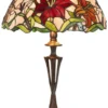 Casa Padrino Luxus Tiffany Tischleuchte Mehrfarbig / Braun Ø 40 x H. 60 cm - Runde Tiffany Schreibtischleuchte - Luxus Interior - Luxus Leuchten - Tiffany Leuchten