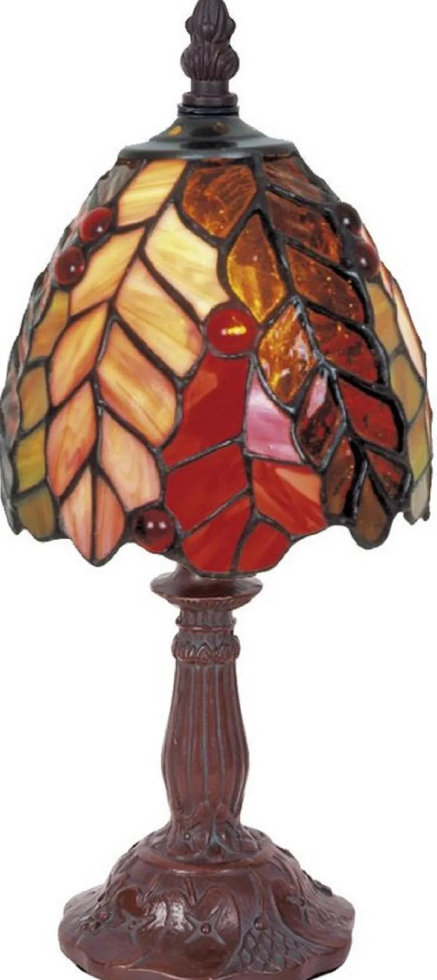 Casa Padrino Luxus Tiffany Tischleuchte Mehrfarbig Ø 14 x H. 29 cm - Dekorative Tiffany Hockerleuchte mit handgefertigtem Glas Lampenschirm